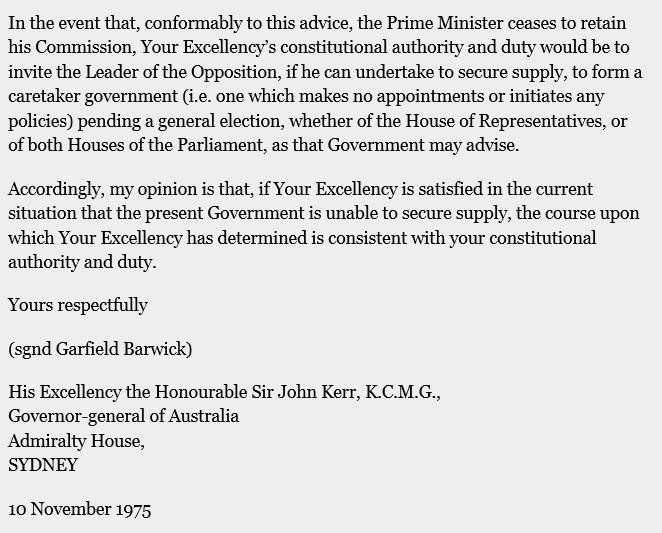 Gough Whitlam advised Governor-General not to take advice image